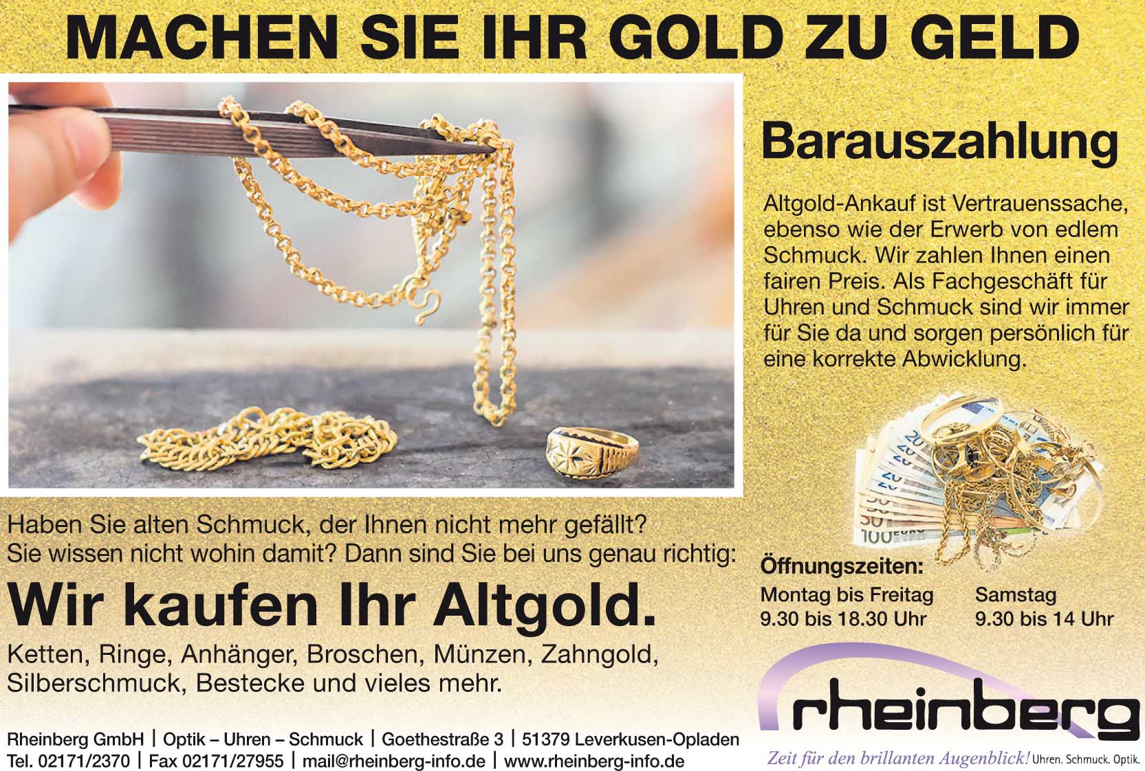 Imageanzeige Gold zu Geld